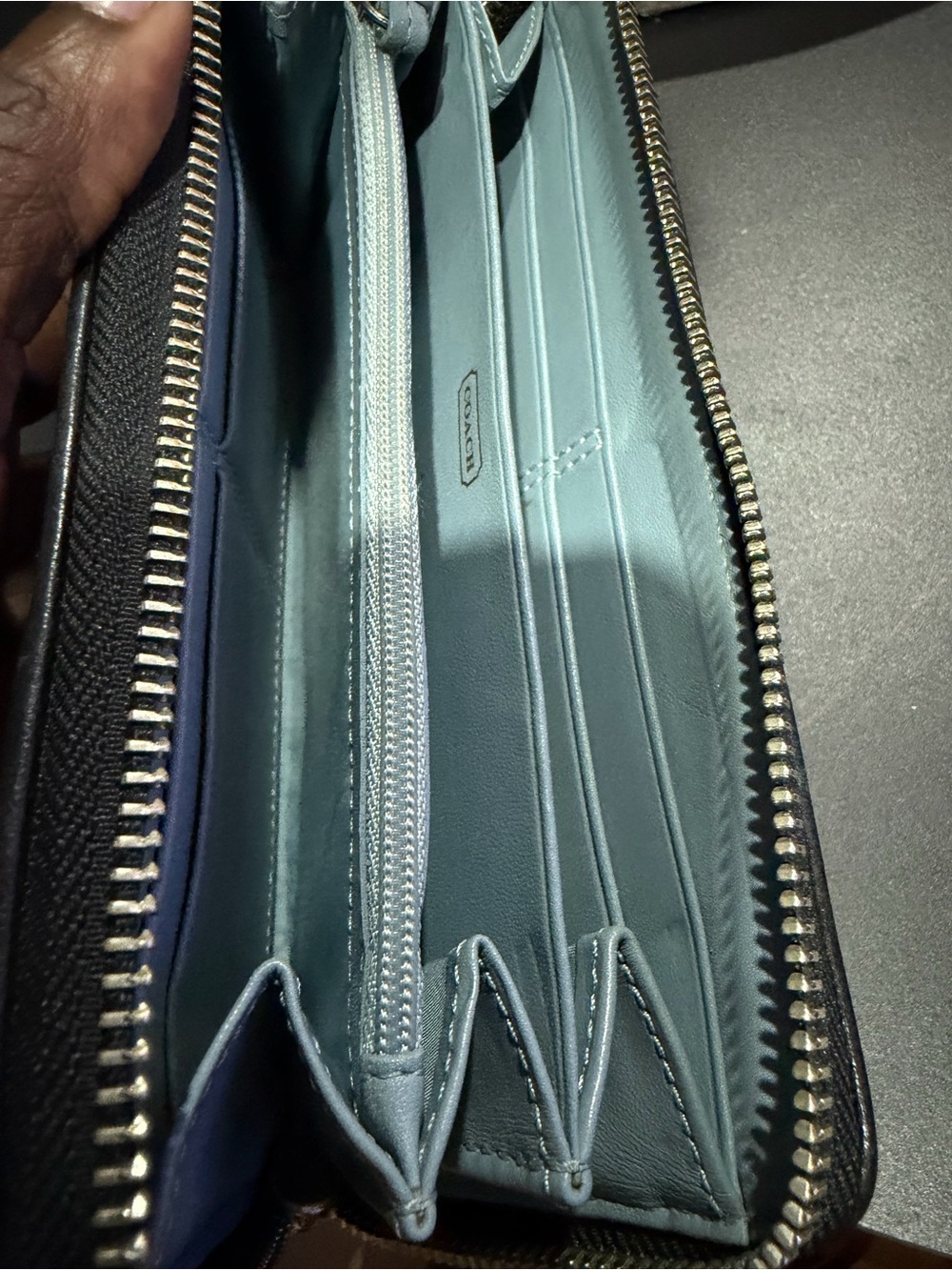 Coach Black and Gray Signature Canvas Zip Wallet with Buckle Detail - Picture 6 of 9